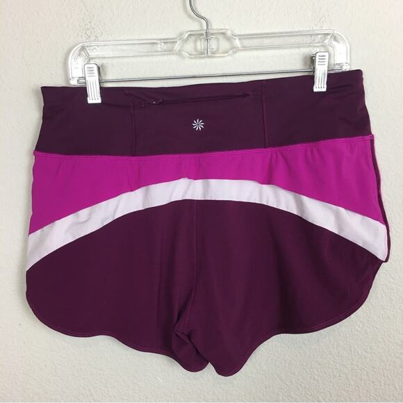 Athleta Maroon Pink White Athletic Shorts with Liner Medium - Picture 6 of 6